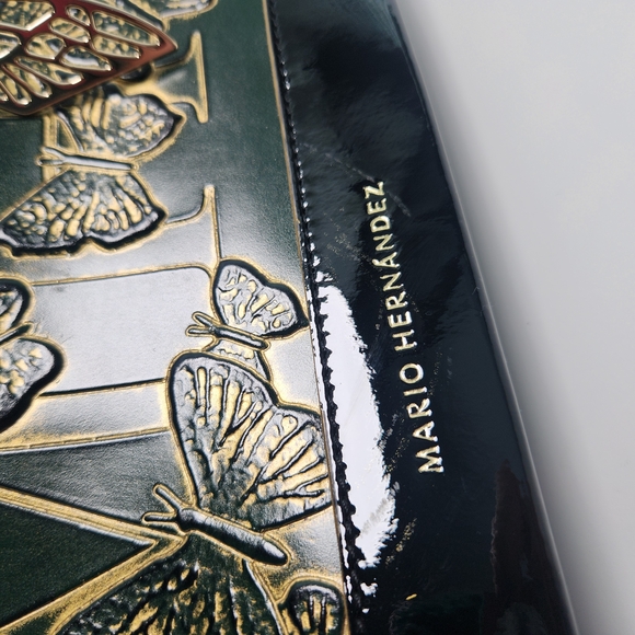 Mario Hernadez Green and Gold Floral Tote Bag with Gold Handles - Picture 16 of 16